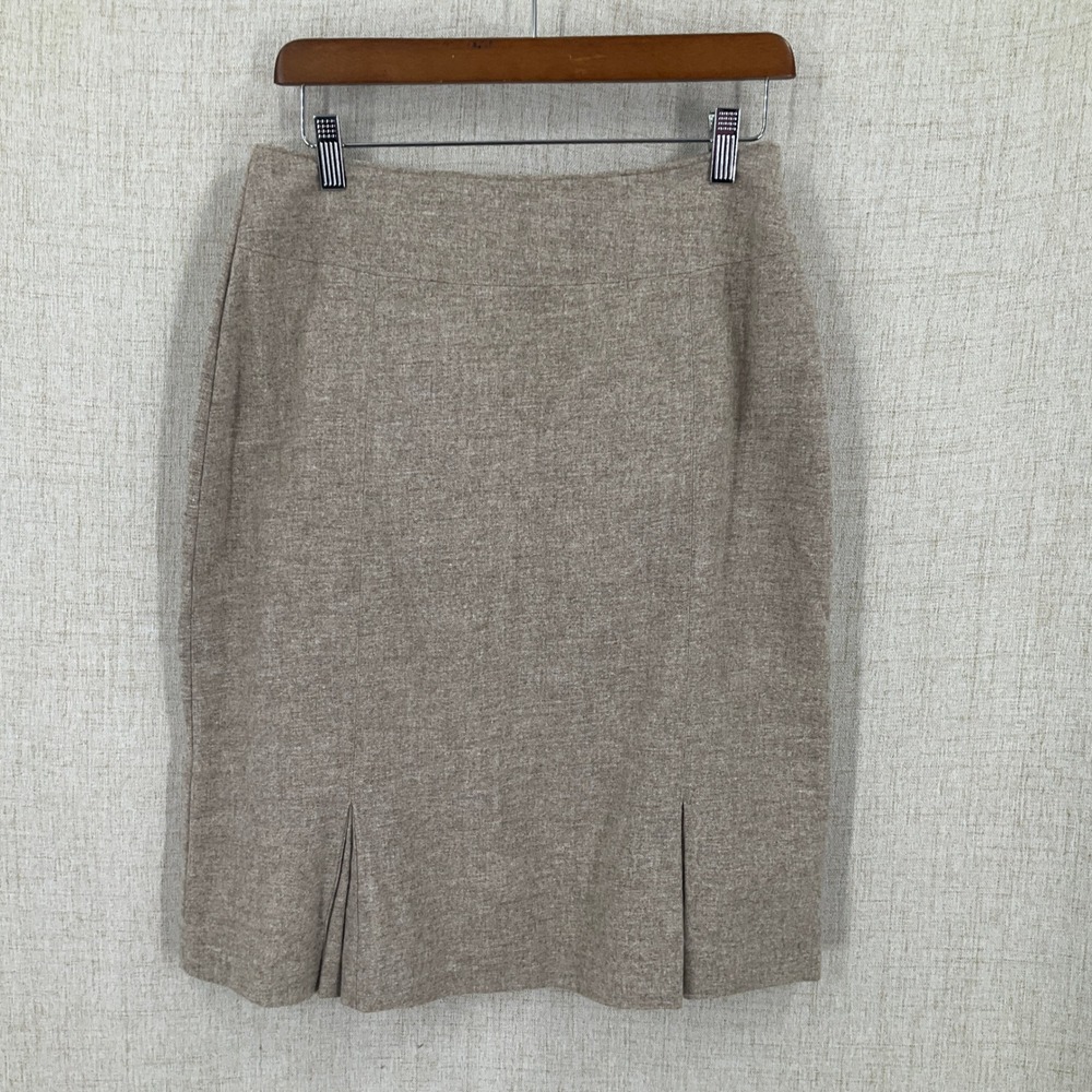 Banana Republic Skirt Women 8 Oatmeal Wool Pencil Quiet Lux Preppy Timeless